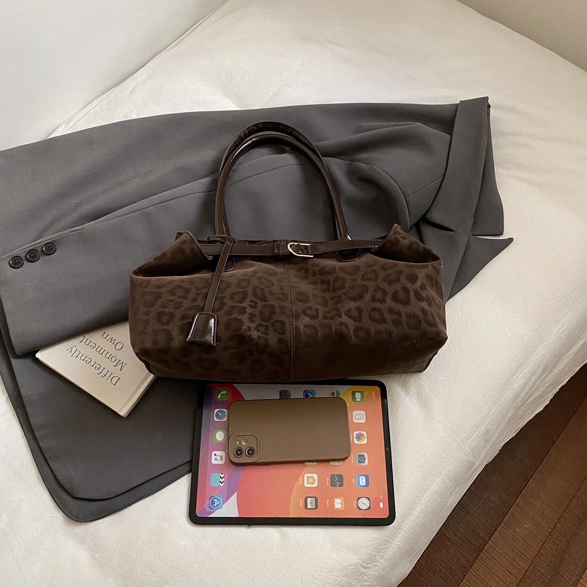 LEFTSIDE Leopard PU Leather Shoulder Bags for Women 2025 Luxury Designer Brand Trend Tote Bag Females Short Handle Handbags