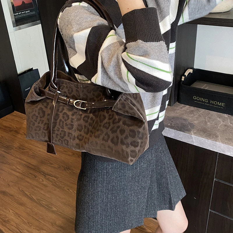 LEFTSIDE Leopard PU Leather Shoulder Bags for Women 2025 Luxury Designer Brand Trend Tote Bag Females Short Handle Handbags
