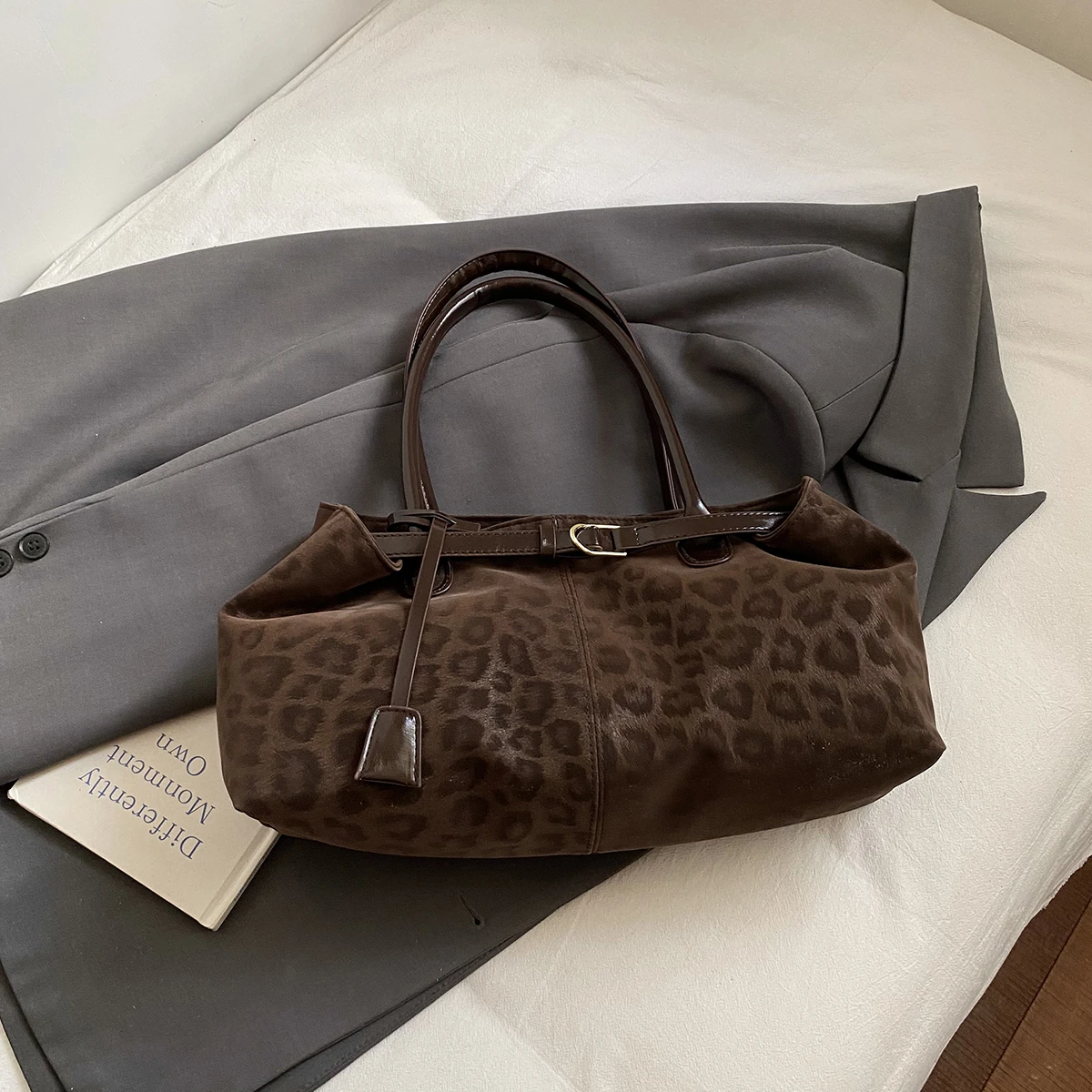LEFTSIDE Leopard PU Leather Shoulder Bags for Women 2025 Luxury Designer Brand Trend Tote Bag Females Short Handle Handbags