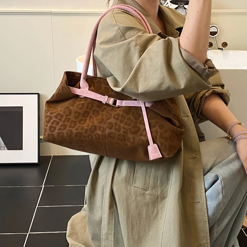 LEFTSIDE Leopard PU Leather Shoulder Bags for Women 2025 Luxury Designer Brand Trend Tote Bag Females Short Handle Handbags