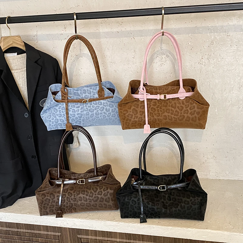 LEFTSIDE Leopard PU Leather Shoulder Bags for Women 2025 Luxury Designer Brand Trend Tote Bag Females Short Handle Handbags