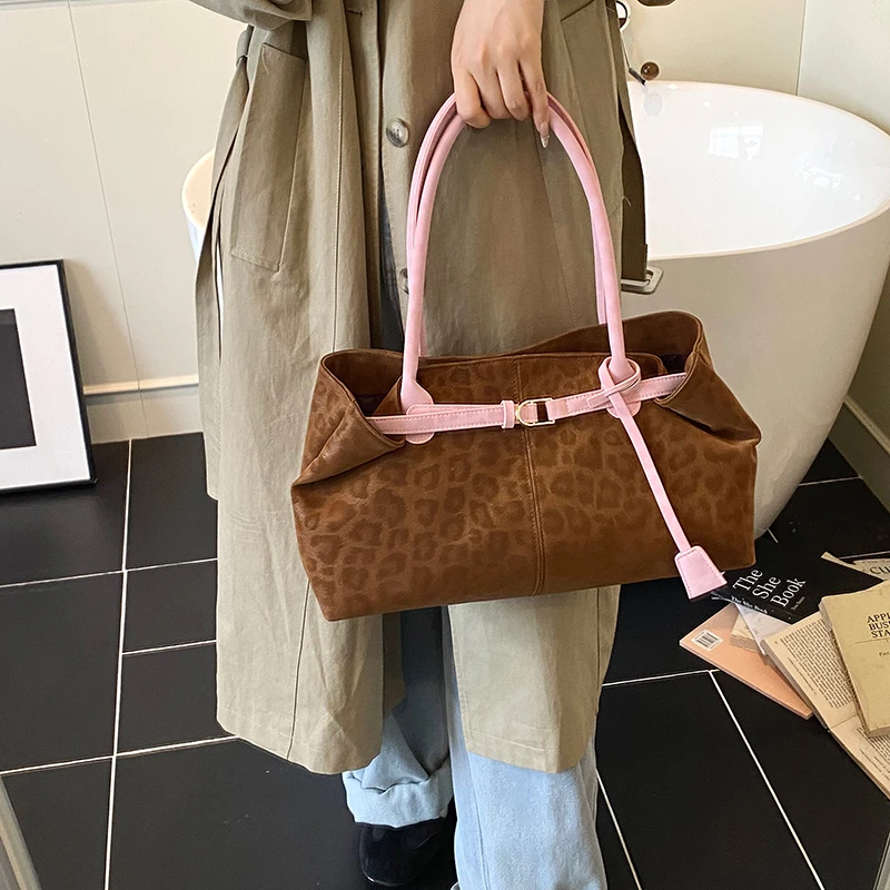 LEFTSIDE Leopard PU Leather Shoulder Bags for Women 2025 Luxury Designer Brand Trend Tote Bag Females Short Handle Handbags