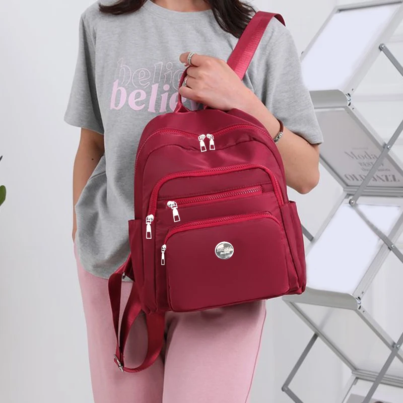 Black Brown Classic Grid Print Small Backpack Multi Zipper Pockets, Casual Fashion Daypack Holds Phone Cosmetic Essentials