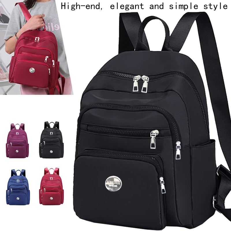 Black Brown Classic Grid Print Small Backpack Multi Zipper Pockets, Casual Fashion Daypack Holds Phone Cosmetic Essentials