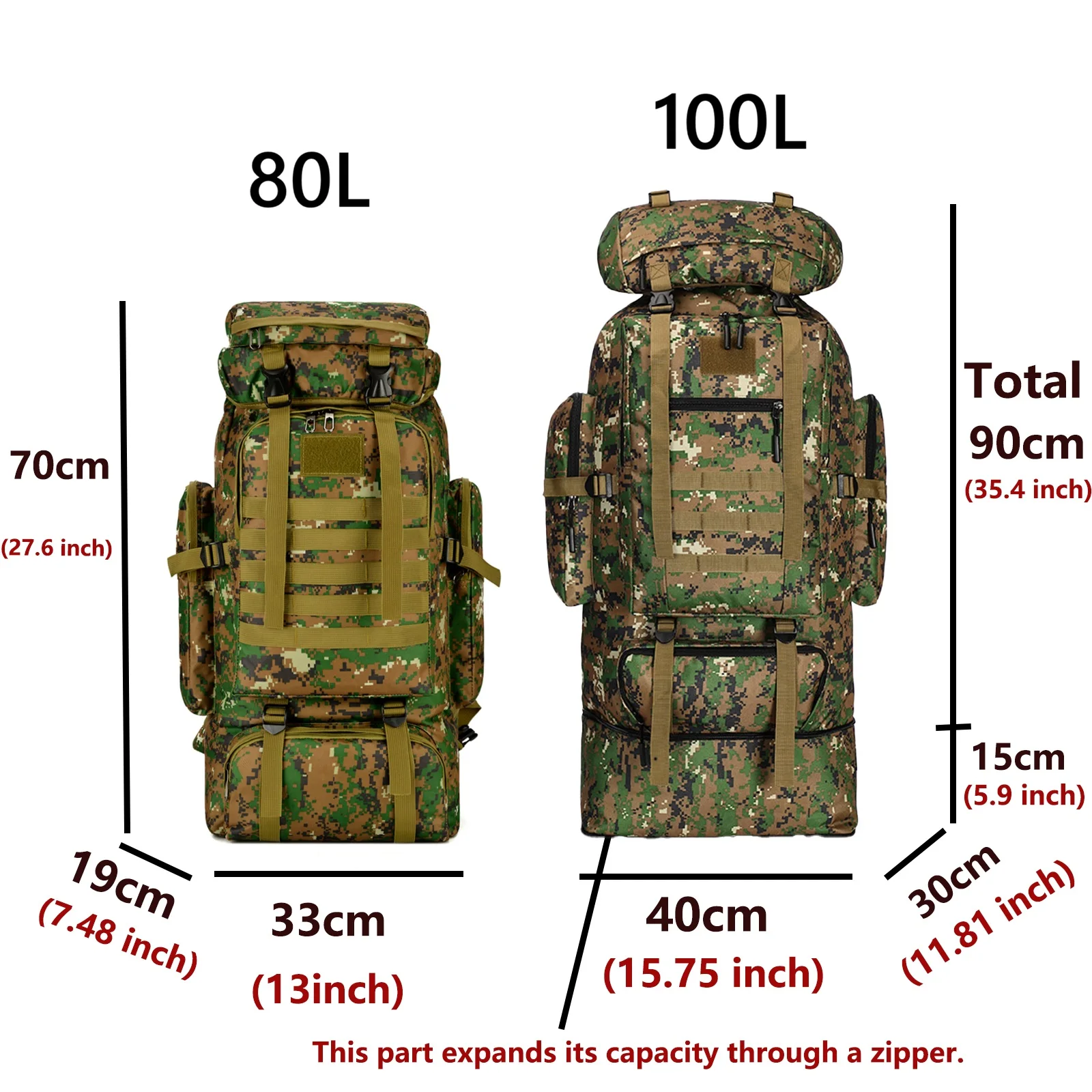 80L/100L Mountaineering Bag Climb Bag Tactical Backpacks Large Backpack Outdoors Hiking Camping Travel Bags