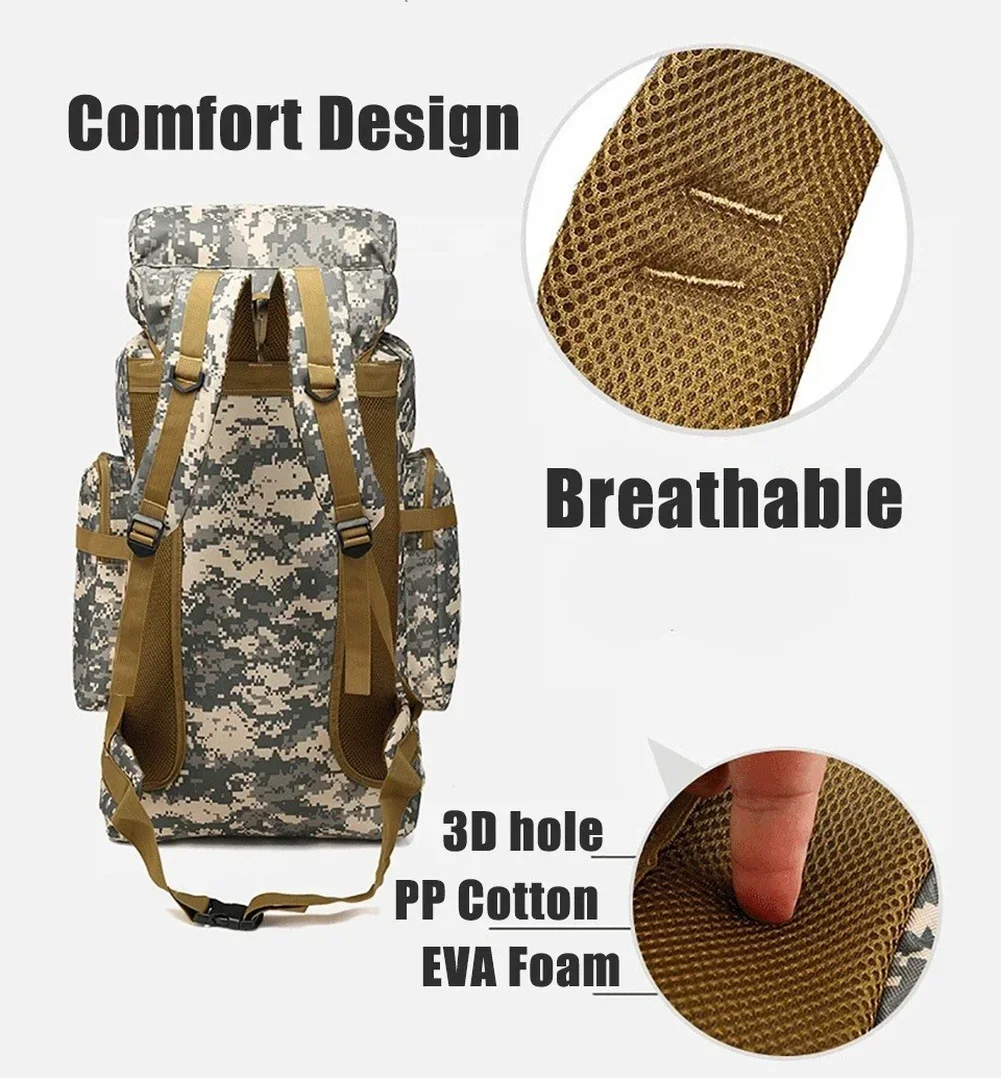 80L/100L Mountaineering Bag Climb Bag Tactical Backpacks Large Backpack Outdoors Hiking Camping Travel Bags