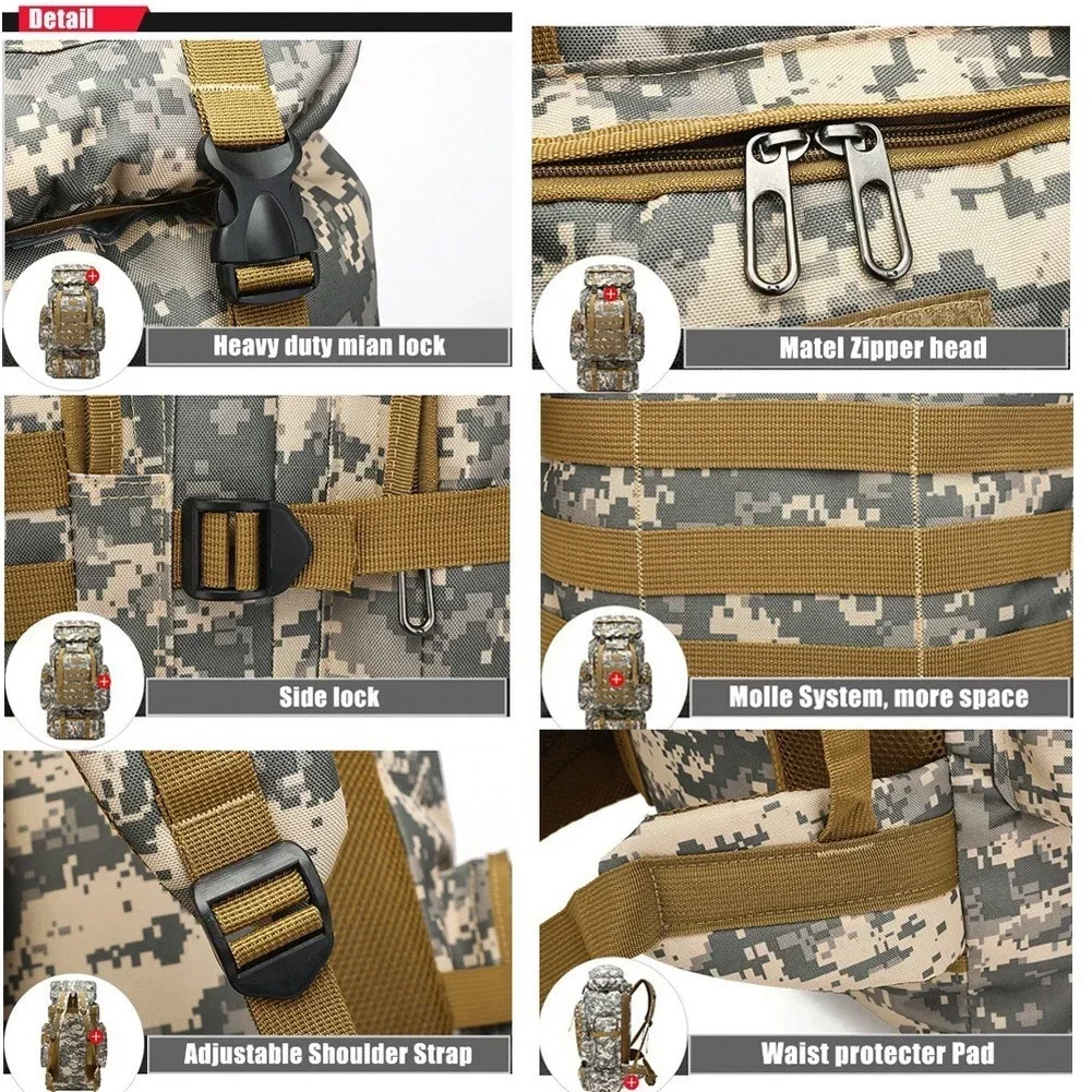 80L/100L Mountaineering Bag Climb Bag Tactical Backpacks Large Backpack Outdoors Hiking Camping Travel Bags