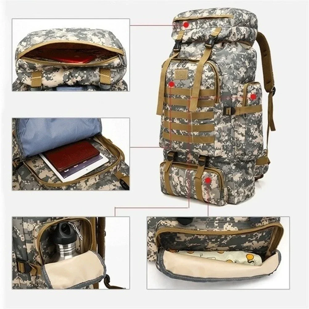 80L/100L Mountaineering Bag Climb Bag Tactical Backpacks Large Backpack Outdoors Hiking Camping Travel Bags