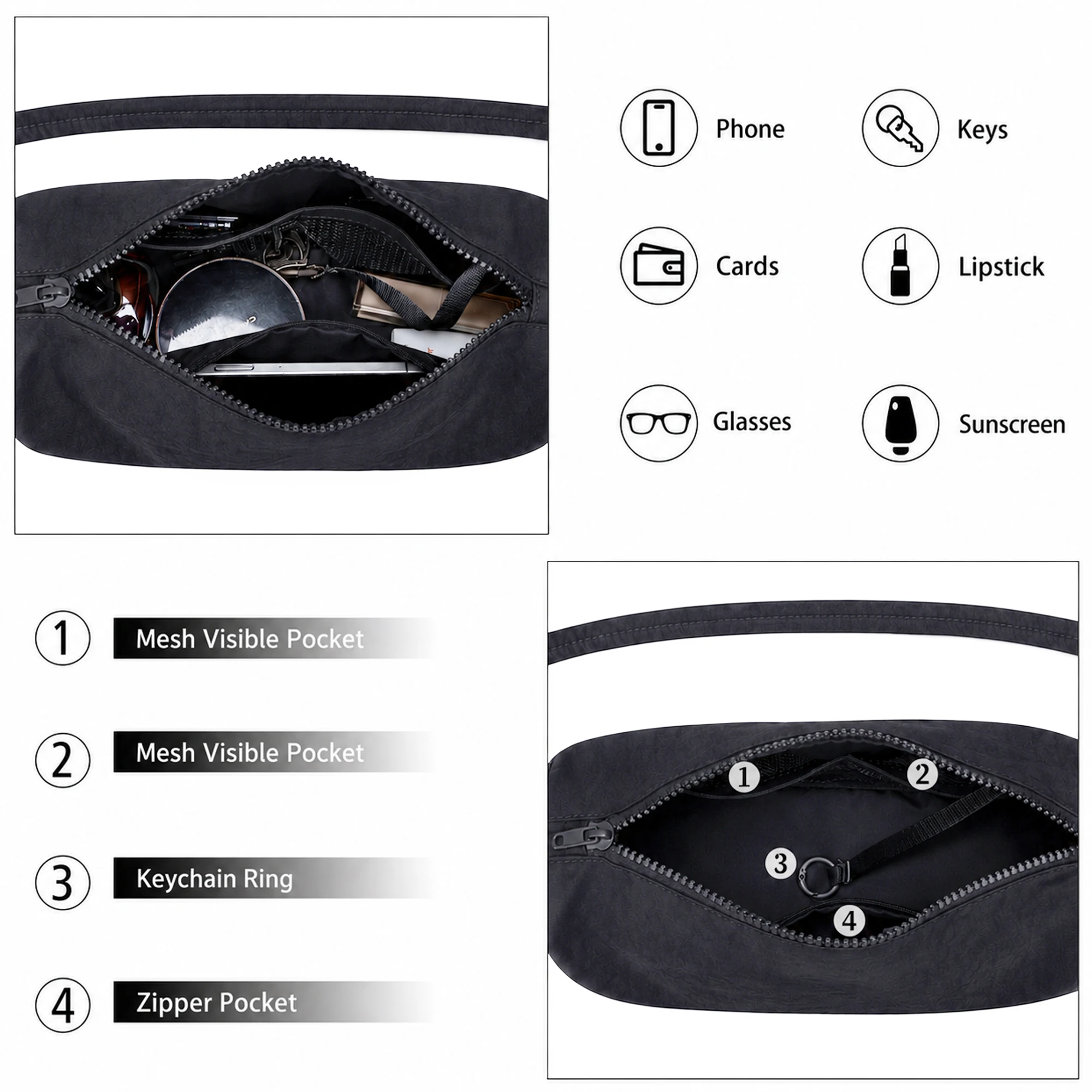 Nylon Mini Loaf Bag Fashion Large Capacity Women Nylon Bowler Bag Trendy Commuting Shoulder Bags Shopping Crossbody Pack