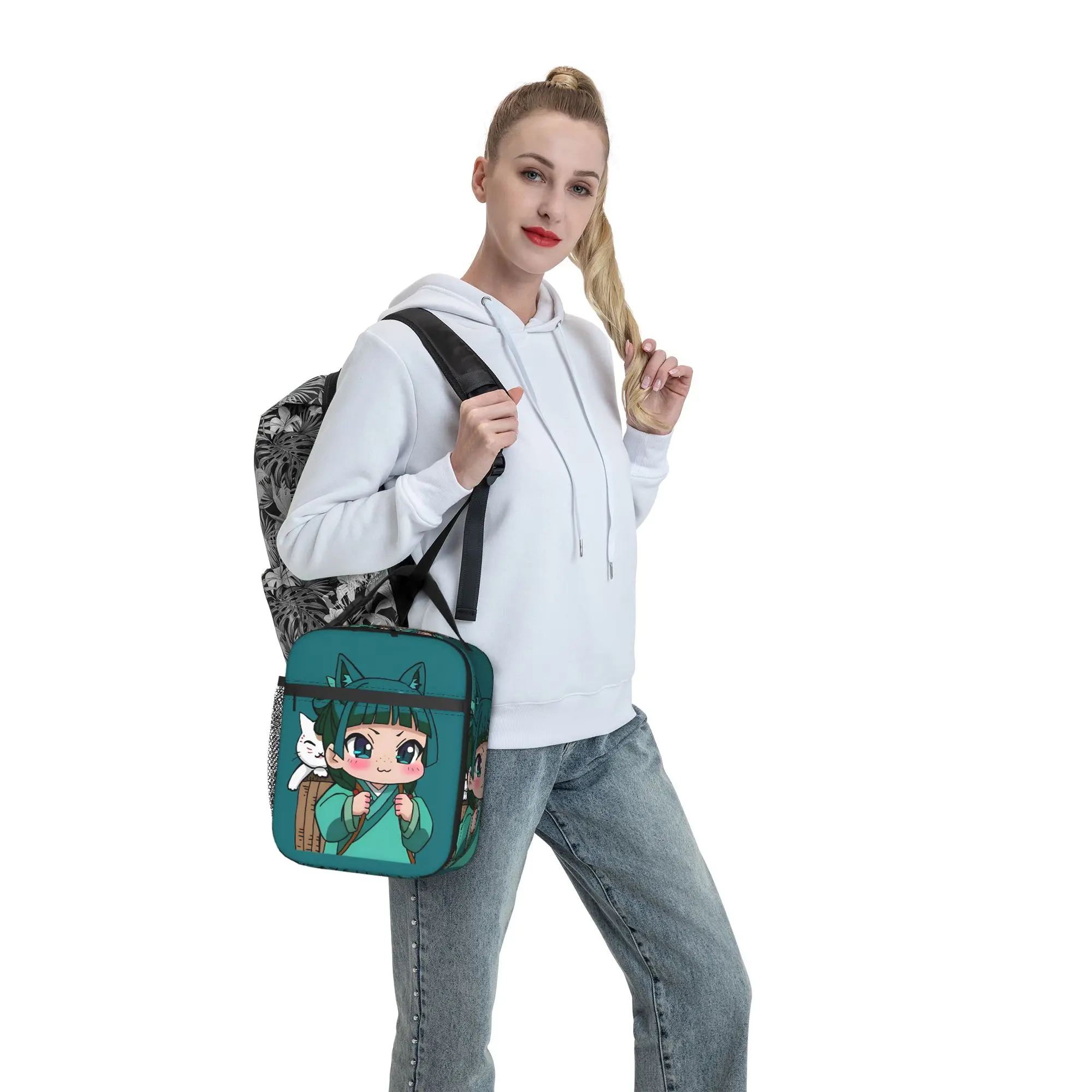 Maomao Chibi Insulated Lunch Bag Thermal Bag Reusable,Lunch Container The Apothecary Diaries Portable Tote Lunch Box Food Bag