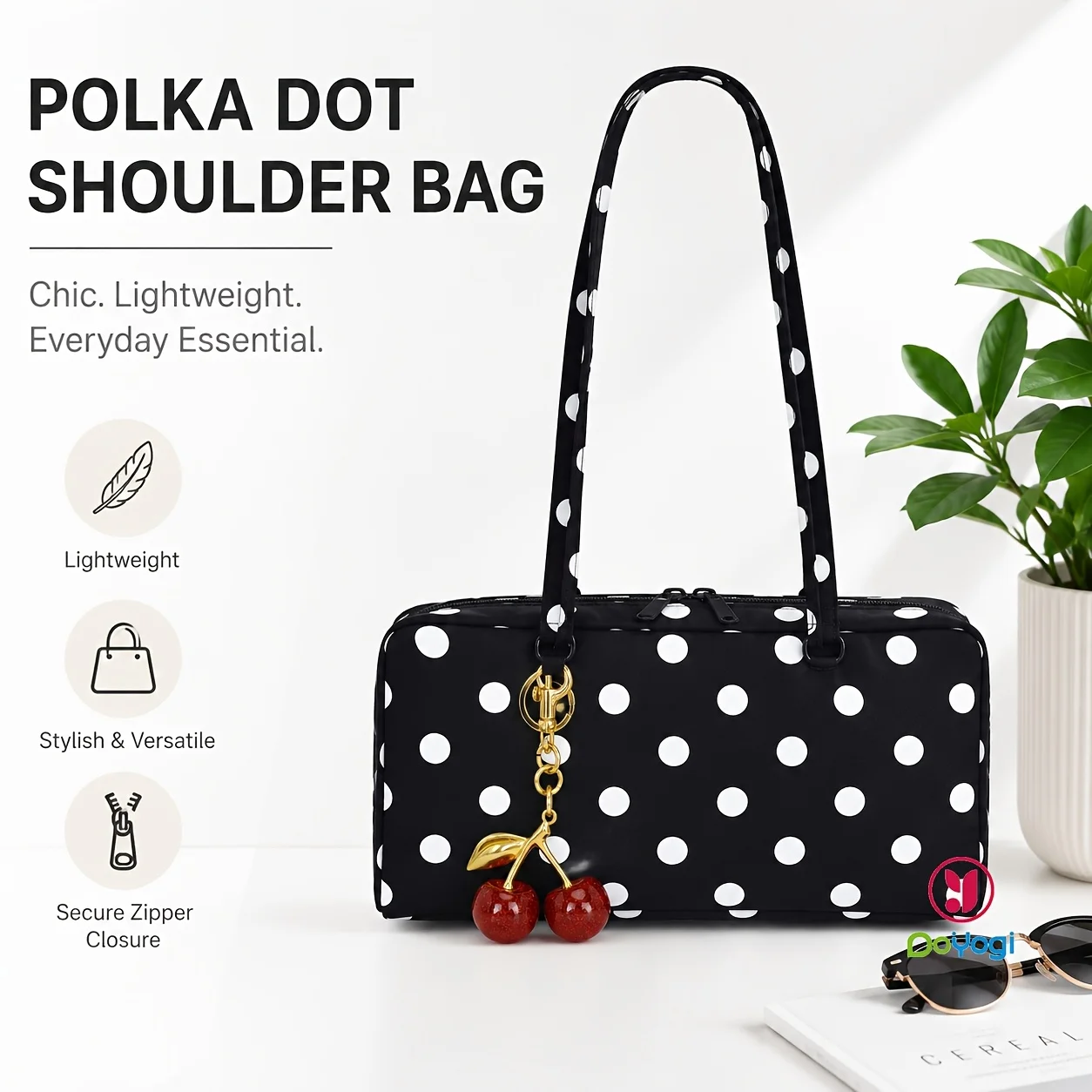Polka Dot Leopard Print Nylon Shoulder Bag with Pendant Korean Tote Bag Women Casual Boston Bowling Bag Large Capacity Travel