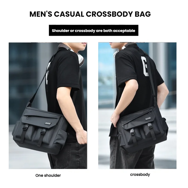 Fashionable Men's Shoulder Bag Multi Layer Mailman Bag Business Travel Crossbody Bag Suitable for Daily Commuting Business