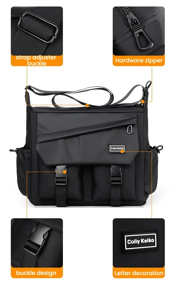 Fashionable Men's Shoulder Bag Multi Layer Mailman Bag Business Travel Crossbody Bag Suitable for Daily Commuting Business