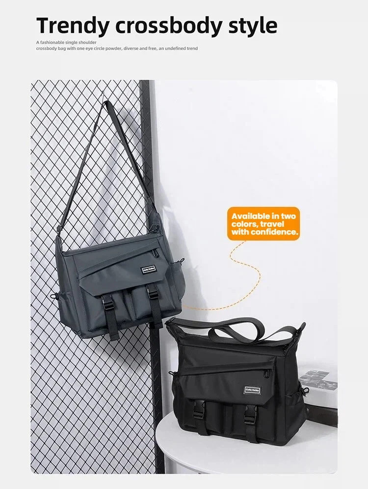 Fashionable Men's Shoulder Bag Multi Layer Mailman Bag Business Travel Crossbody Bag Suitable for Daily Commuting Business