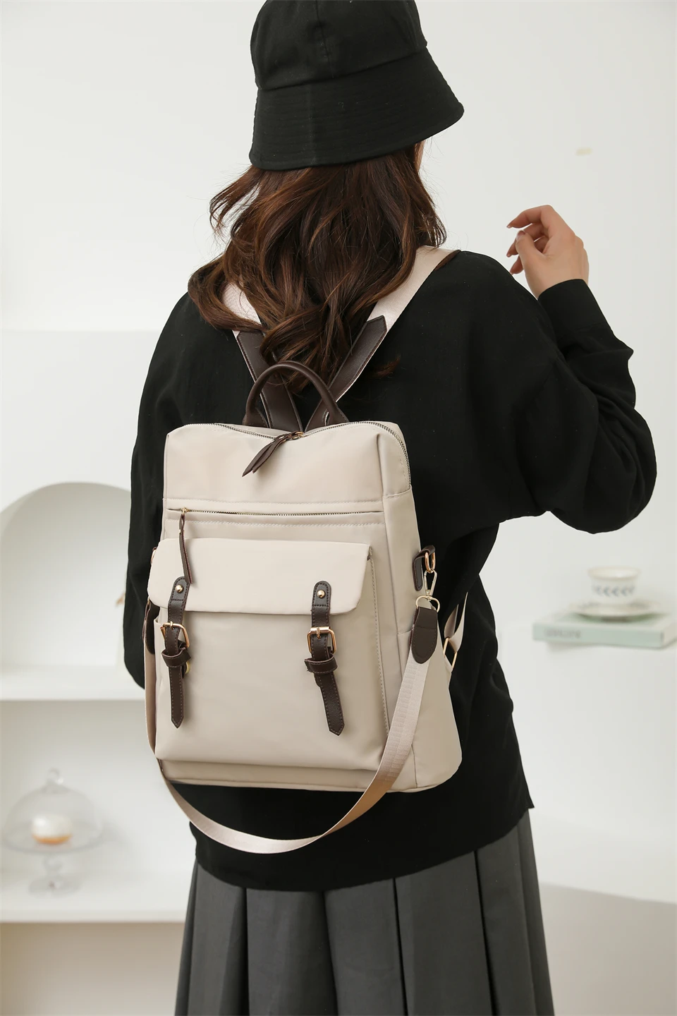 Fashion Rucksack Women Shoulder Bag High Quality Waterproof Nylon Back Pack Purse Large Capacity Backpack for College Students