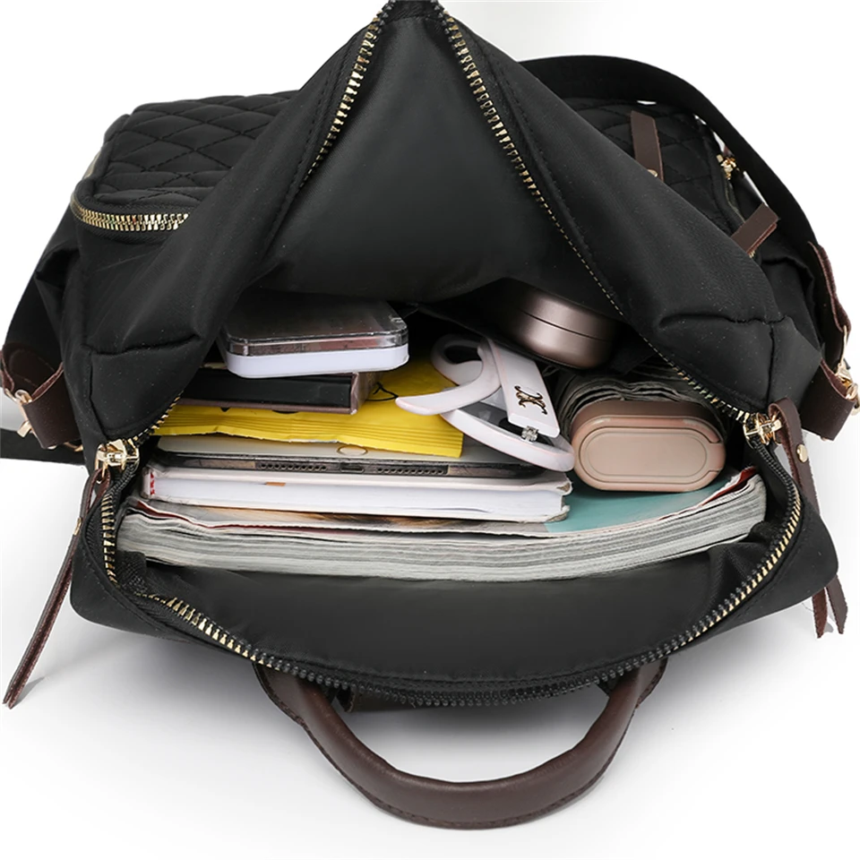 Fashion Rucksack Women Shoulder Bag High Quality Waterproof Nylon Back Pack Purse Large Capacity Backpack for College Students