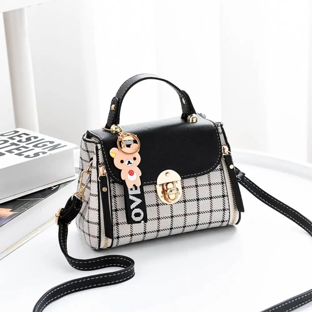 Fashion Plaid Pattern Handbag Women's Buckle Flap Shoulder Bag Purse Ladies PU Leather Crossbody Bag