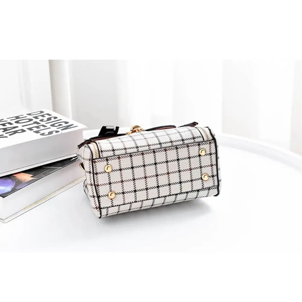 Fashion Plaid Pattern Handbag Women's Buckle Flap Shoulder Bag Purse Ladies PU Leather Crossbody Bag