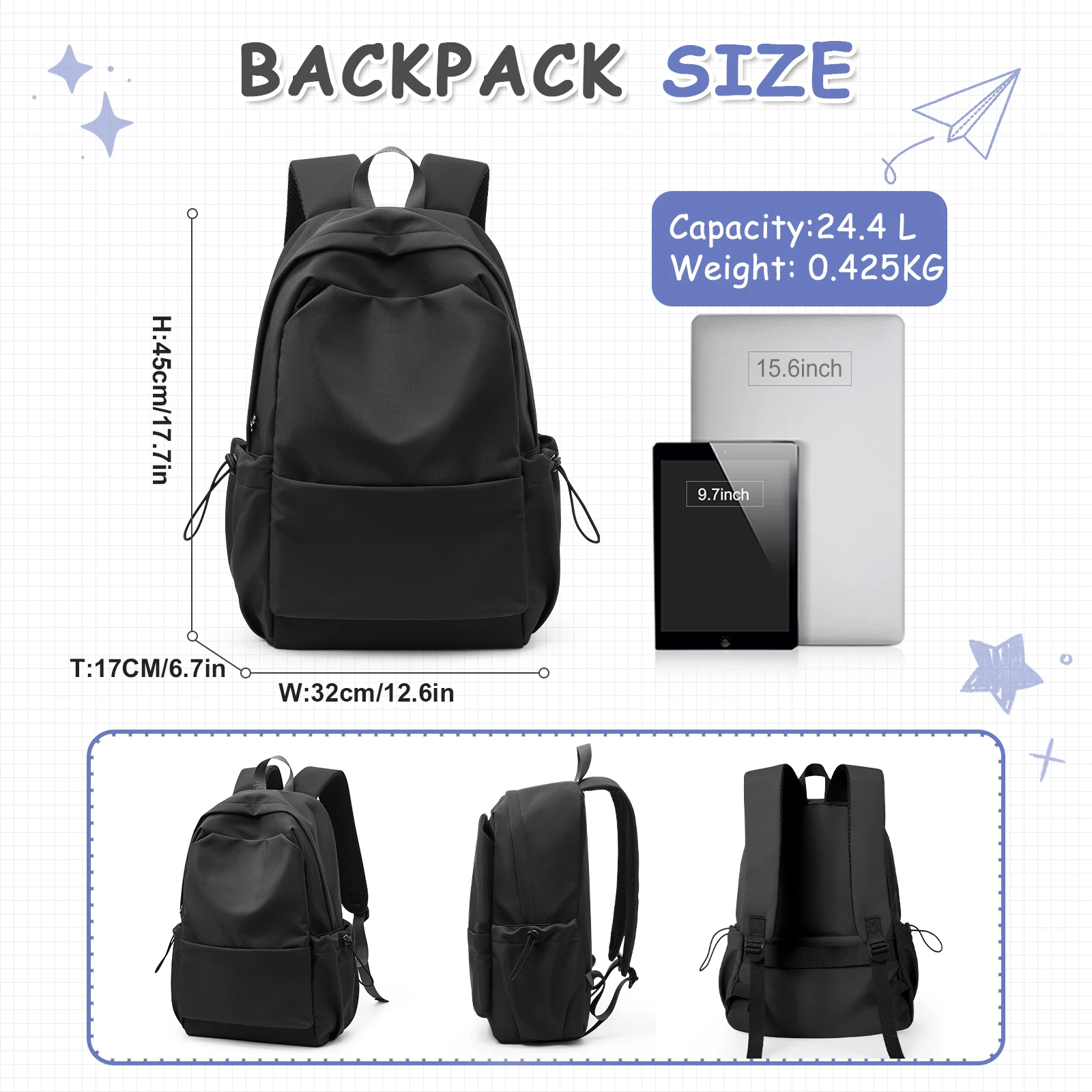 Lightweight Backpack for Women Men High School Middle Bookbag For Teenage Cute College Travel Laptop Backpacks for Girls Boys