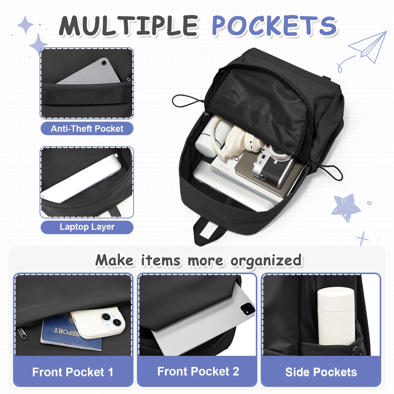 Lightweight Backpack for Women Men High School Middle Bookbag For Teenage Cute College Travel Laptop Backpacks for Girls Boys