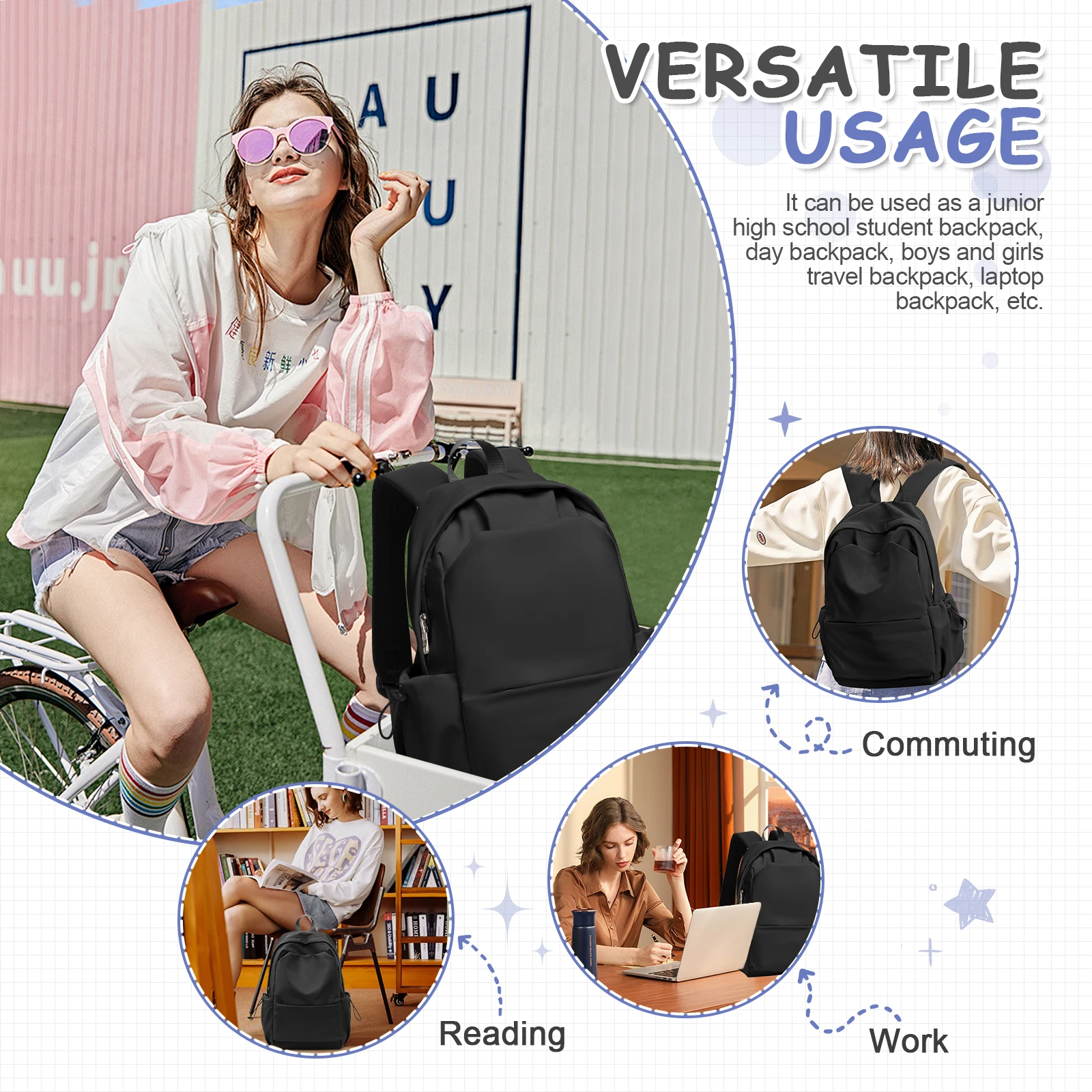 Lightweight Backpack for Women Men High School Middle Bookbag For Teenage Cute College Travel Laptop Backpacks for Girls Boys