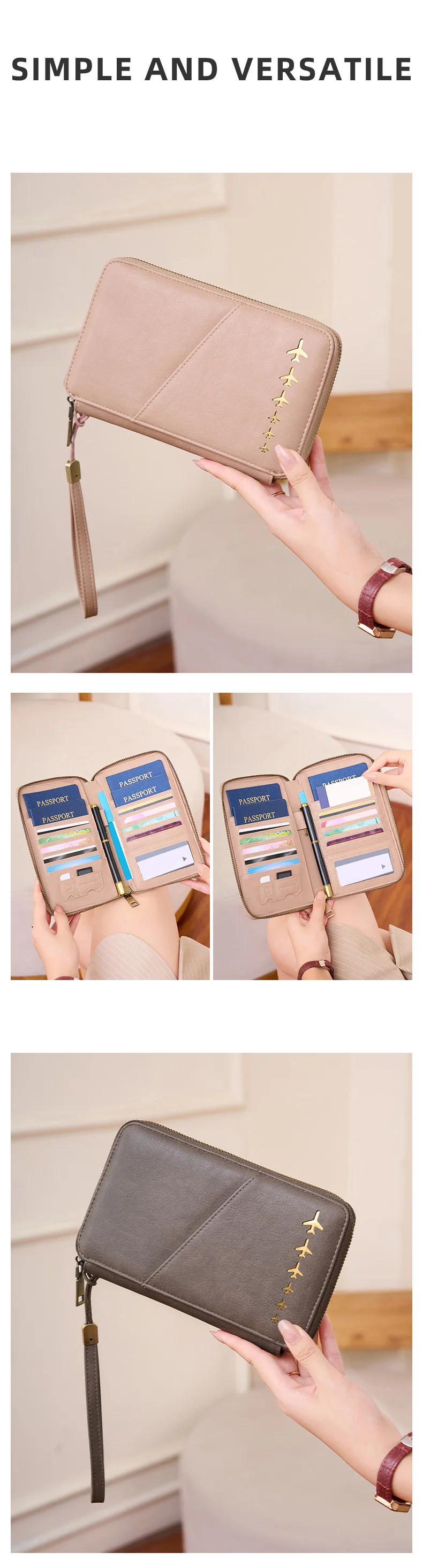 New Family Passport Holder Wallet RFID Blocking Travel Document Storage Bag Women Men Multifunctional PU Leather Passport Wallet