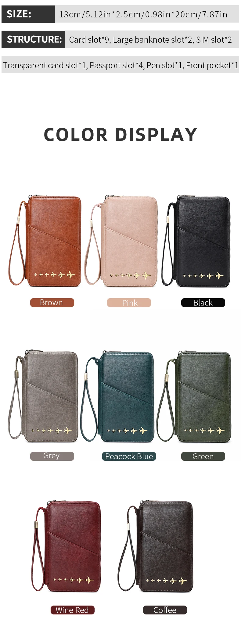 New Family Passport Holder Wallet RFID Blocking Travel Document Storage Bag Women Men Multifunctional PU Leather Passport Wallet