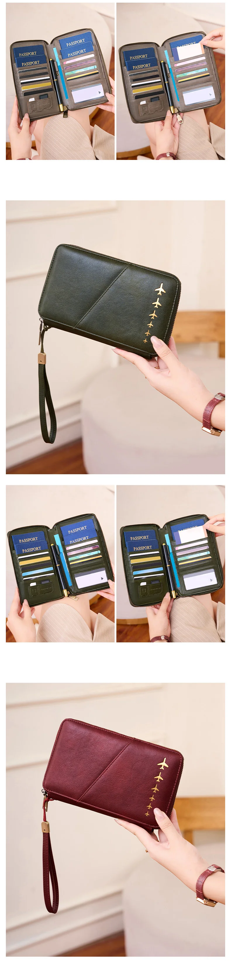 New Family Passport Holder Wallet RFID Blocking Travel Document Storage Bag Women Men Multifunctional PU Leather Passport Wallet