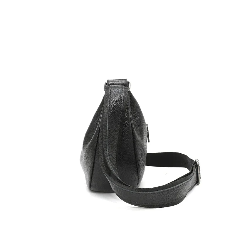 New Women Bags 100% Genuine Leather Underarm Totes Solid Color Commute Handbag Portable Adjustable Half Moon Female Shoulder Bag
