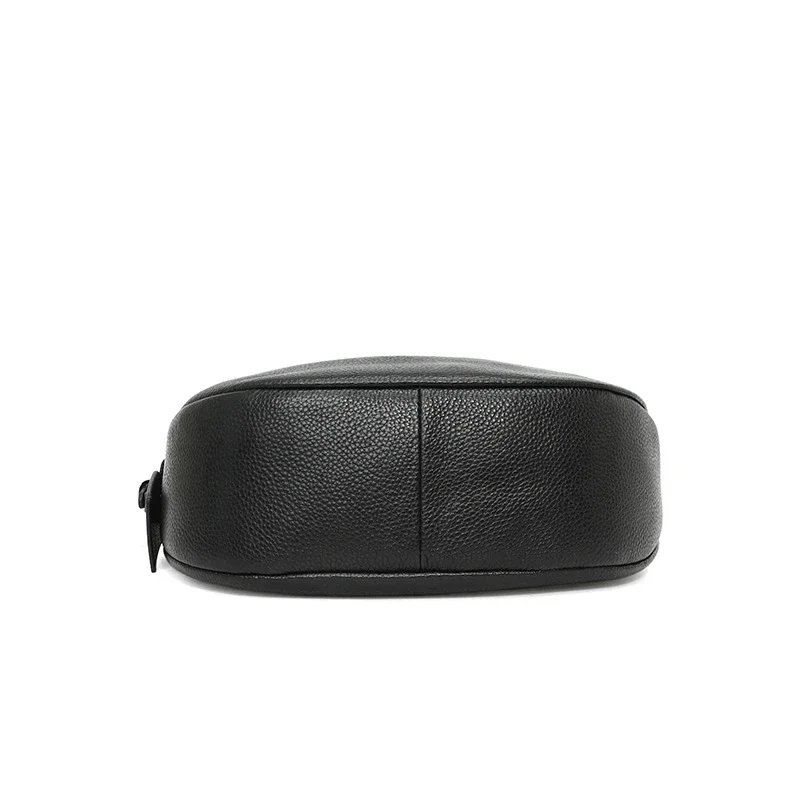 New Women Bags 100% Genuine Leather Underarm Totes Solid Color Commute Handbag Portable Adjustable Half Moon Female Shoulder Bag