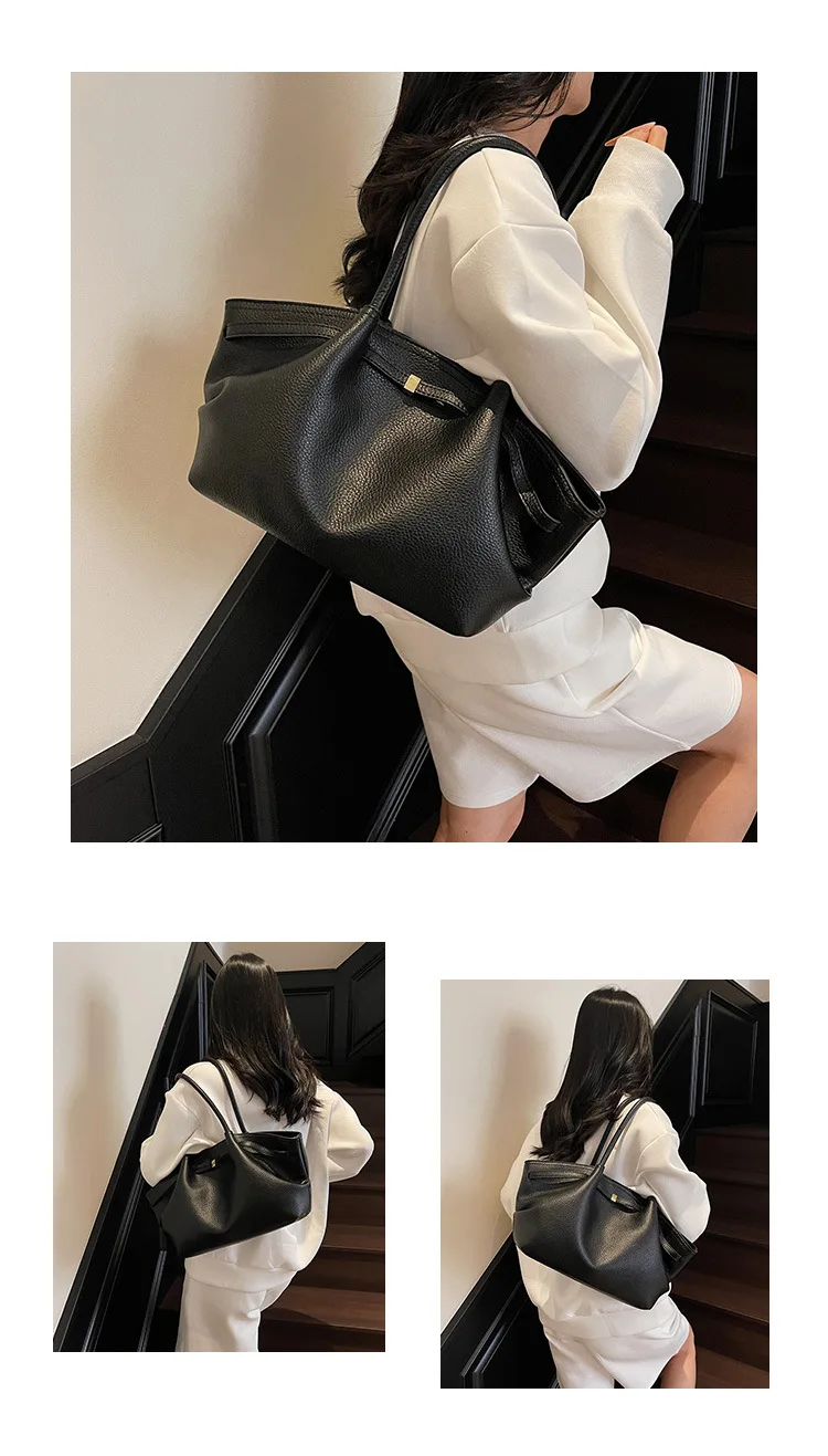 Luxury Fashion Niche Design Soft PU Leather Tote Bag Spacious Capacity Women's Shoulder Bag Crossbody Bag Commuting Travel