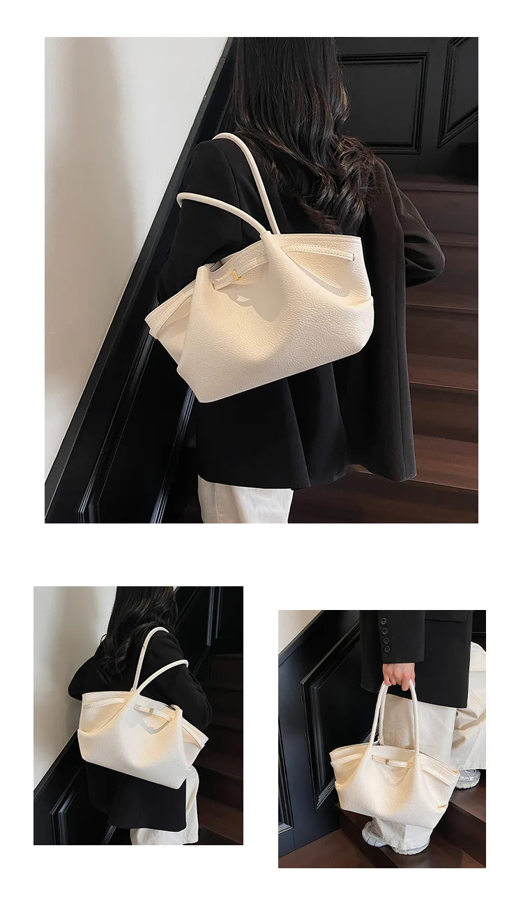 Luxury Fashion Niche Design Soft PU Leather Tote Bag Spacious Capacity Women's Shoulder Bag Crossbody Bag Commuting Travel