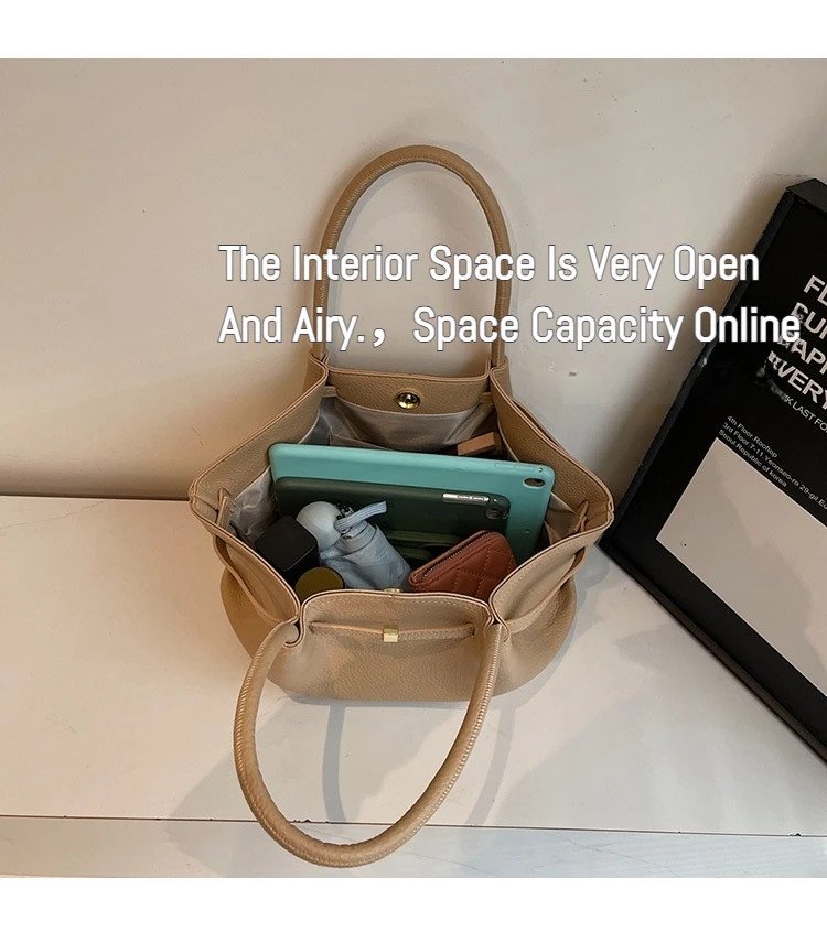 Luxury Fashion Niche Design Soft PU Leather Tote Bag Spacious Capacity Women's Shoulder Bag Crossbody Bag Commuting Travel