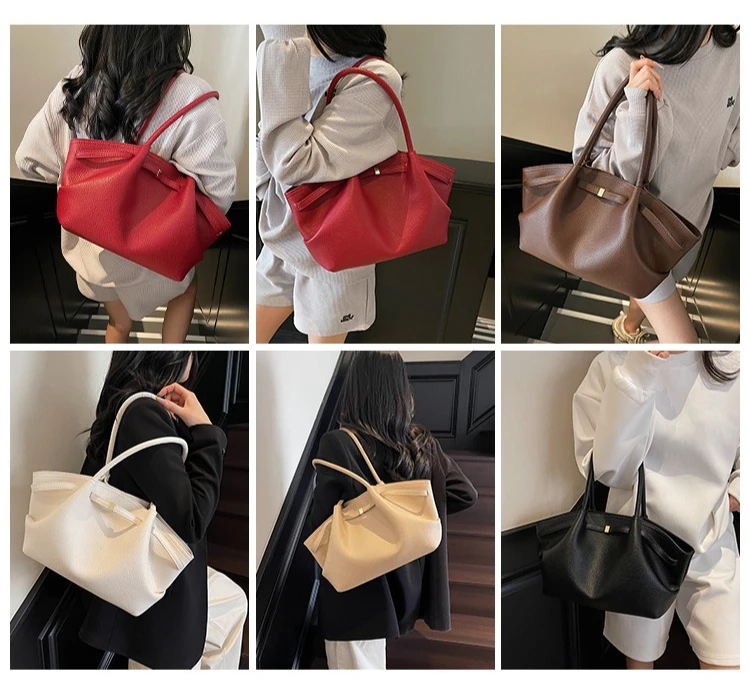 Luxury Fashion Niche Design Soft PU Leather Tote Bag Spacious Capacity Women's Shoulder Bag Crossbody Bag Commuting Travel