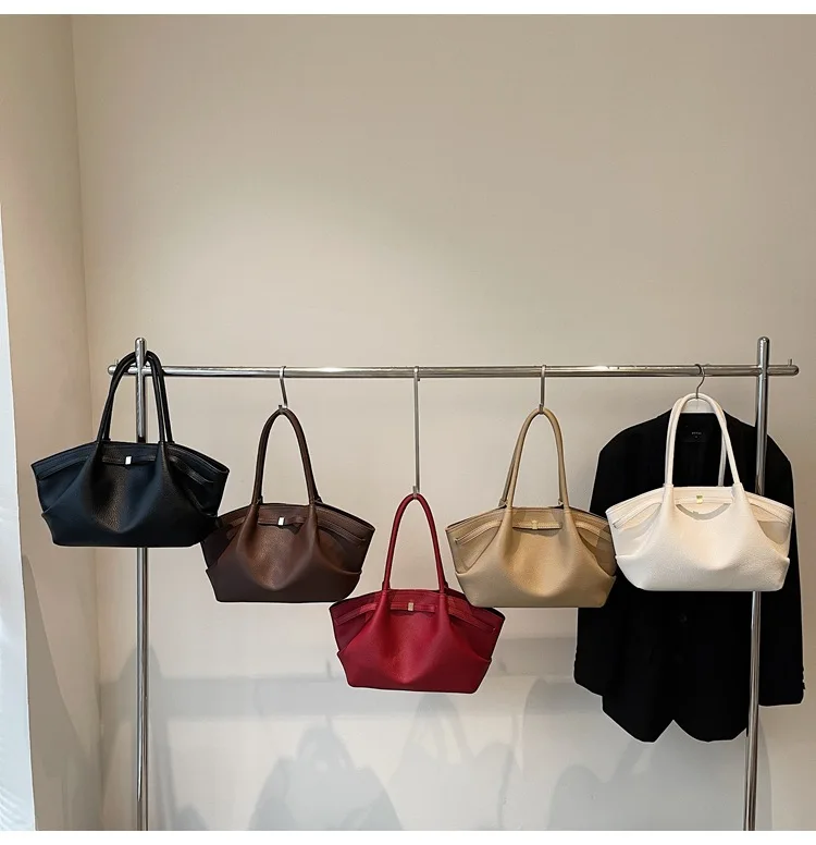 Luxury Fashion Niche Design Soft PU Leather Tote Bag Spacious Capacity Women's Shoulder Bag Crossbody Bag Commuting Travel