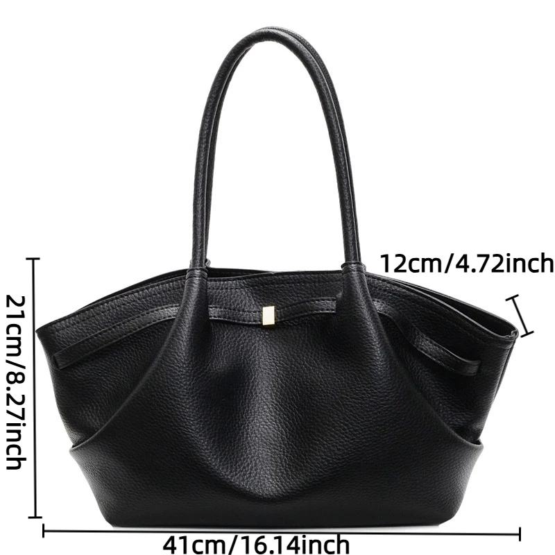 Luxury Fashion Niche Design Soft PU Leather Tote Bag Spacious Capacity Women's Shoulder Bag Crossbody Bag Commuting Travel