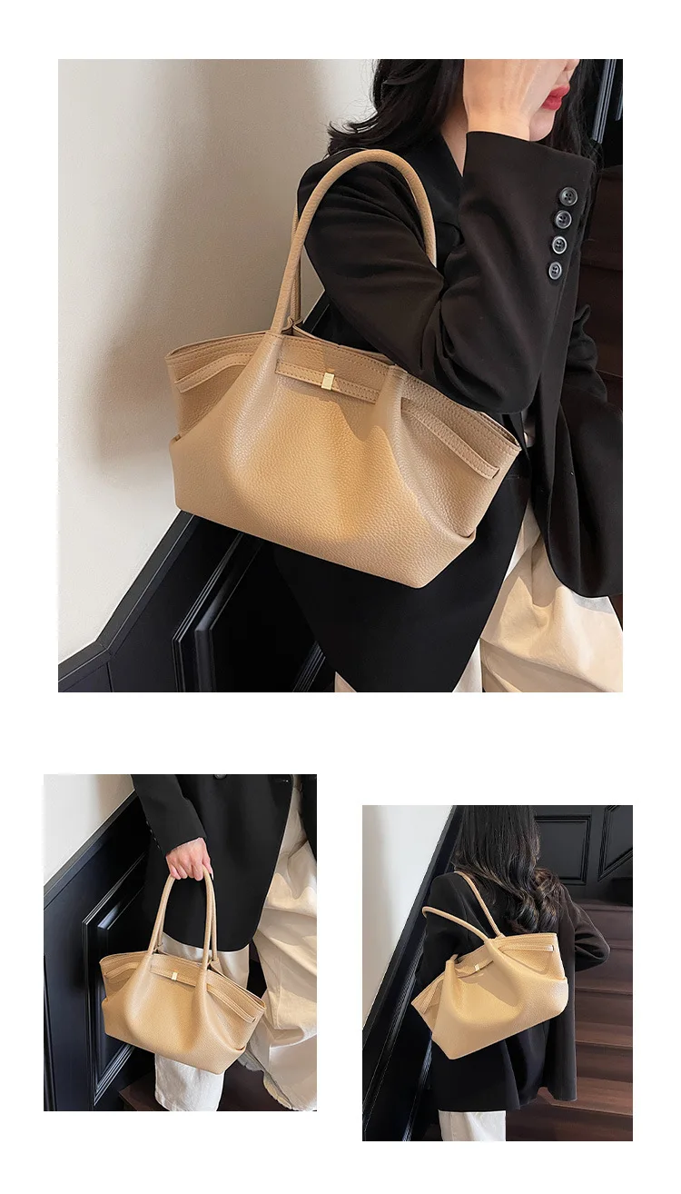 Luxury Fashion Niche Design Soft PU Leather Tote Bag Spacious Capacity Women's Shoulder Bag Crossbody Bag Commuting Travel