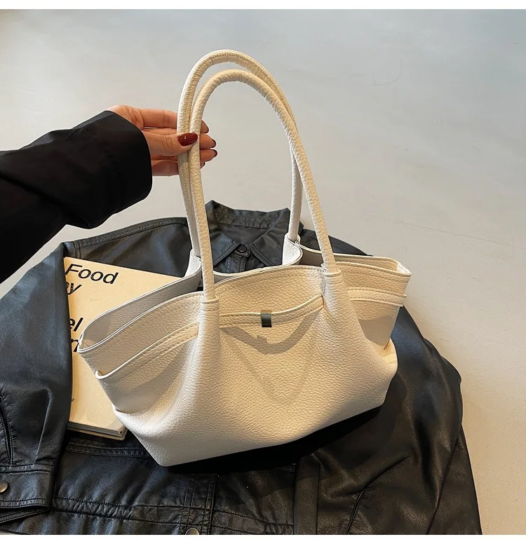 Luxury Fashion Niche Design Soft PU Leather Tote Bag Spacious Capacity Women's Shoulder Bag Crossbody Bag Commuting Travel