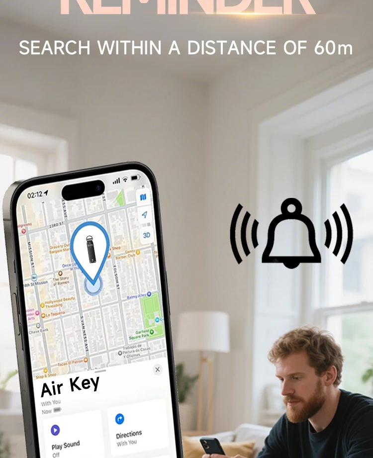 Built-in AirTag Chips, Holds 2-3 Keys, Car Key Chains with GPS Tracker, Key Finder, Key Holder for Men and Women, (iOS Only)