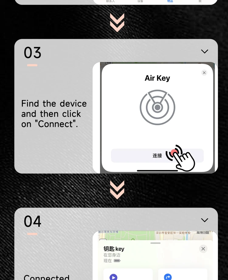 Built-in AirTag Chips, Holds 2-3 Keys, Car Key Chains with GPS Tracker, Key Finder, Key Holder for Men and Women, (iOS Only)