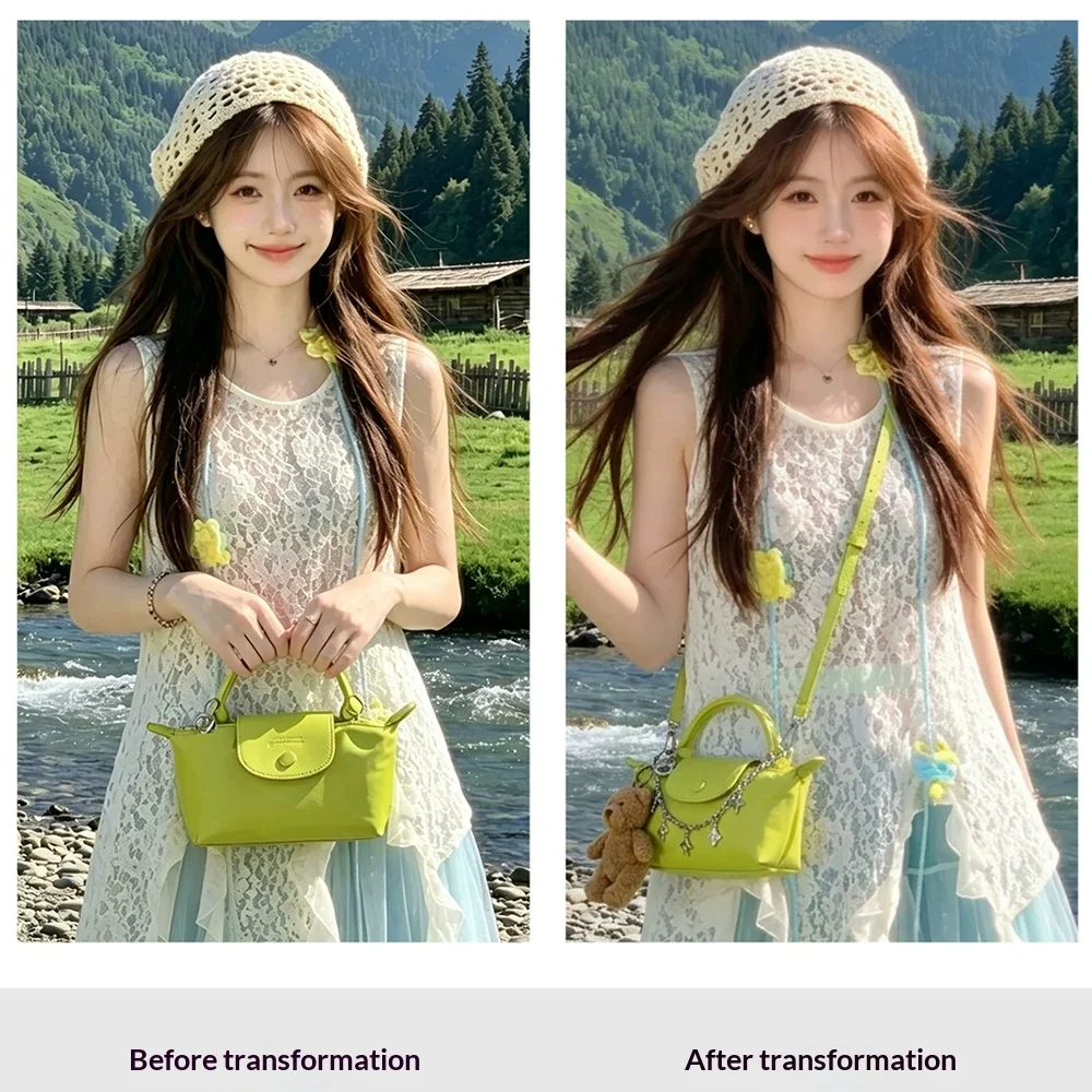New Leather Bag Strap For Longchamp Mini Lime Durable Fashion Without Punching Modification Bag Accessories