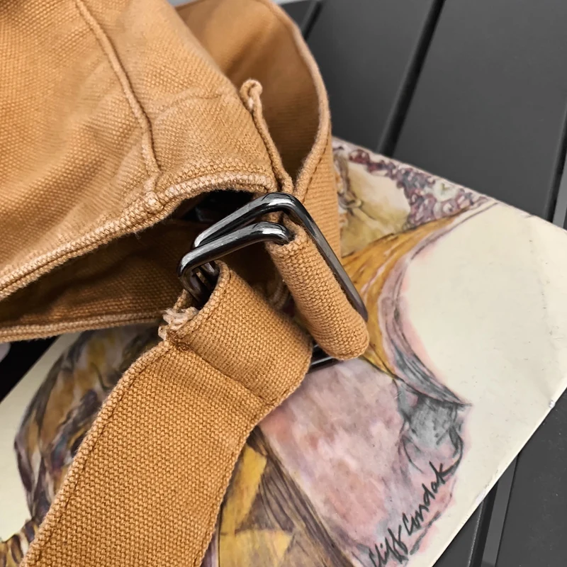 Women Casual Canvas School Crossbody Bags For Student Female Solid Color Large Capacity Tote Bag Trendy Cool Men Shoulder Bag