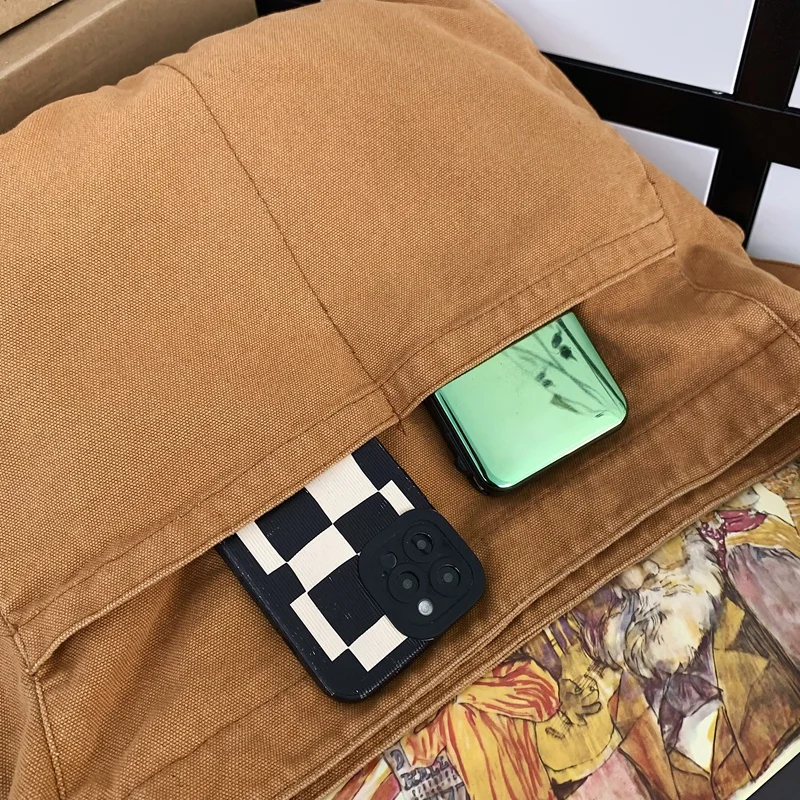 Women Casual Canvas School Crossbody Bags For Student Female Solid Color Large Capacity Tote Bag Trendy Cool Men Shoulder Bag