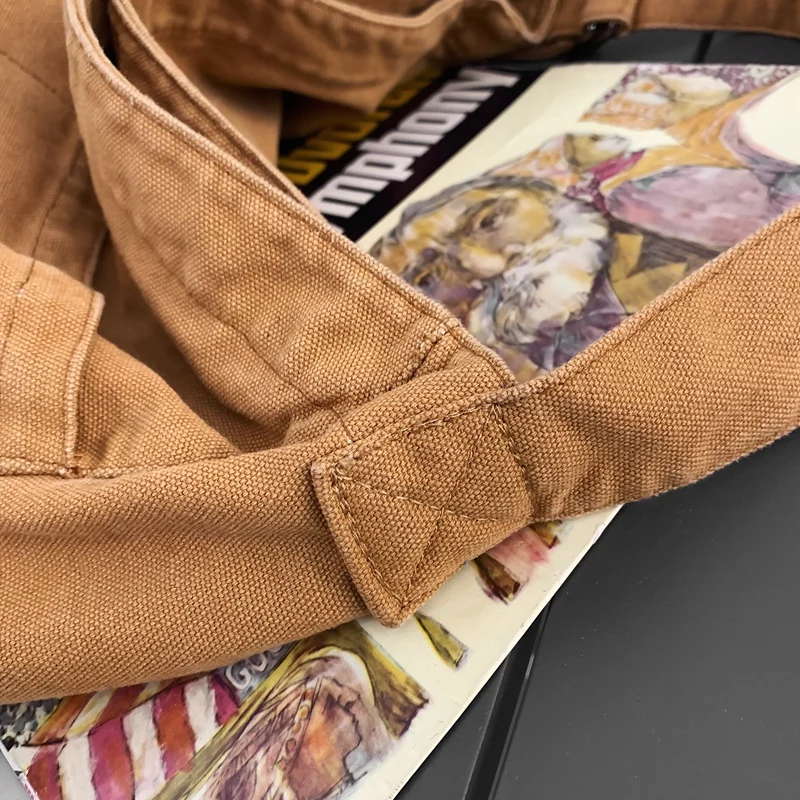 Women Casual Canvas School Crossbody Bags For Student Female Solid Color Large Capacity Tote Bag Trendy Cool Men Shoulder Bag