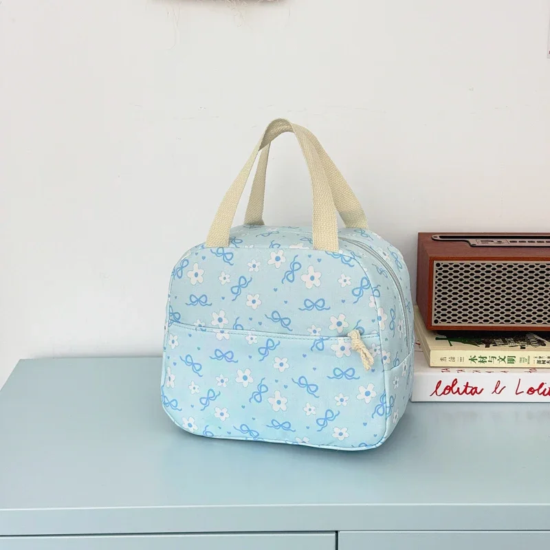 High Aesthetic Bow Flower Print Three Piece Backpack Set Nylon Lightweight Large Capacity Girls Backpack Campus Student Backpack
