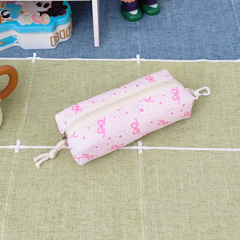 High Aesthetic Bow Flower Print Three Piece Backpack Set Nylon Lightweight Large Capacity Girls Backpack Campus Student Backpack