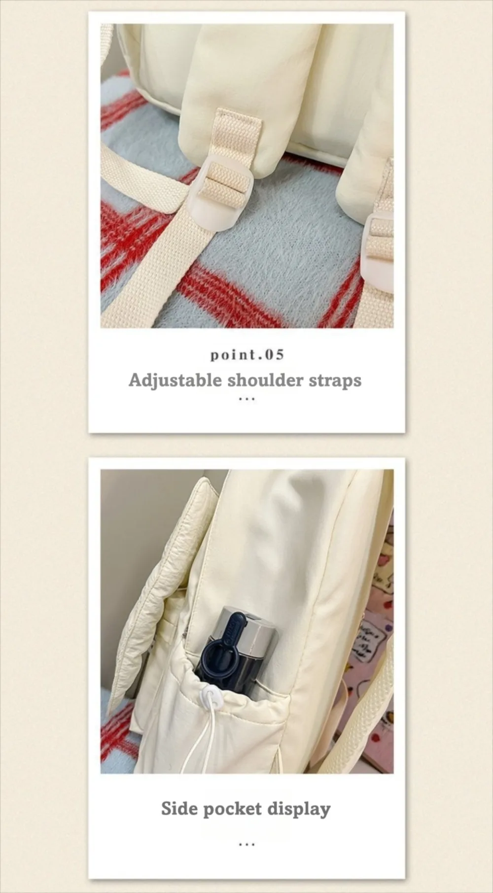 Versatile Angel Wing Backpack Y2k Style Large Capacity Canvas Backpack Solid Color Lightweight School Bag for Adults Student