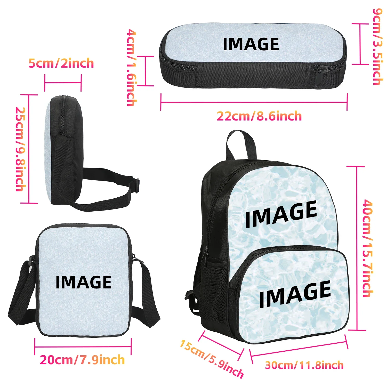 3Pcs set with Front Pocket Backpack Shoulder Bags Pencil Bag L-Lamin Yamal Kids Backpack Football Star Rucksack
