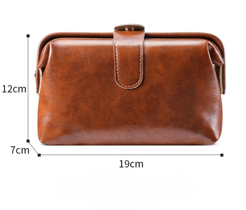 Genuine Leather Makeup Bag Vintage Cosmetic Bag for Women Girl Button Coin Purse Large Capacity Makeup Case Waterproof