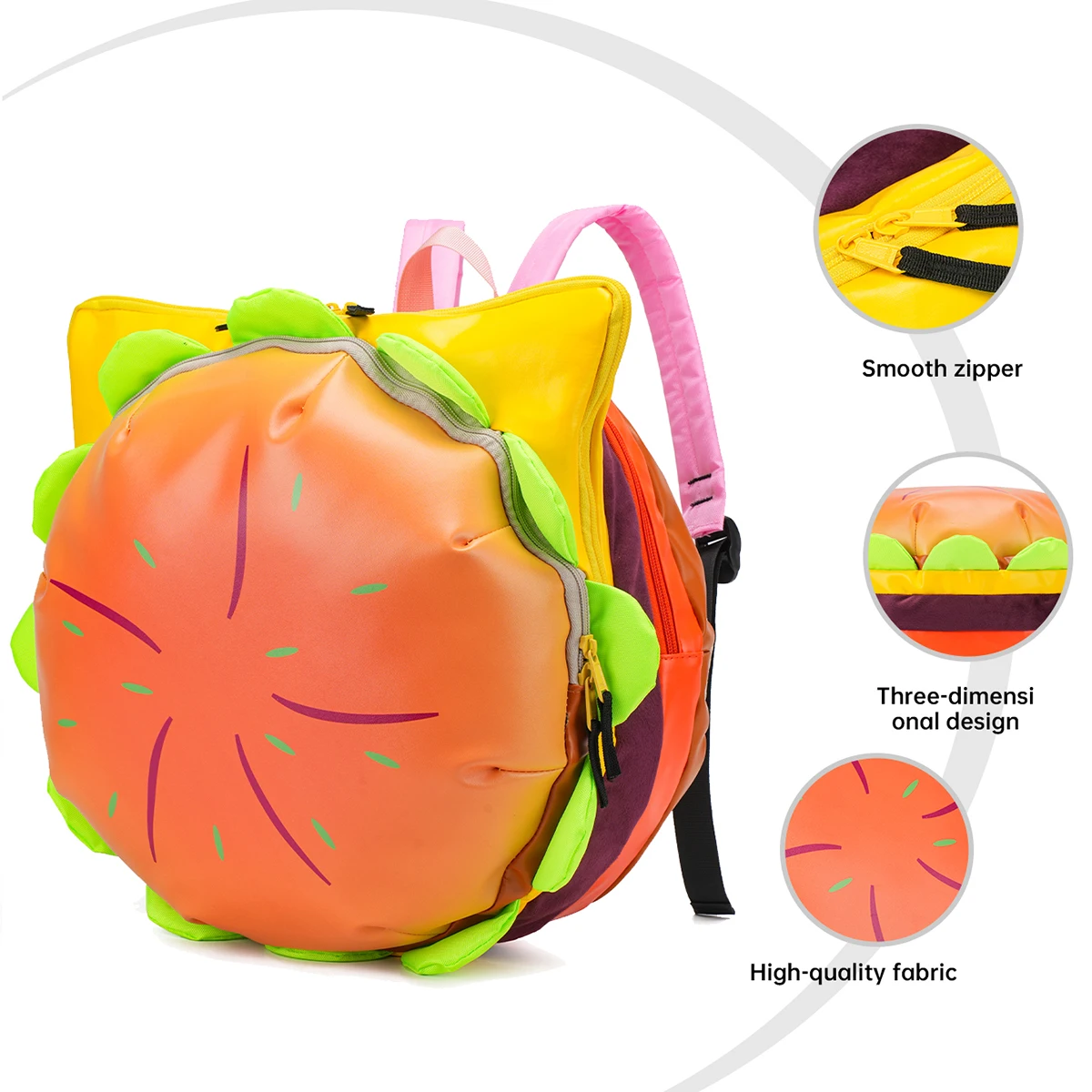 Children's Schoolbags, Girls' Elementary School Students, Junior High School Students' Hamburger Birthday Gift Backpacks, Cute and Good-Looking High School Backpacks